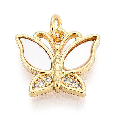 Brass Micro Pave Clear Cubic Zirconia Charms