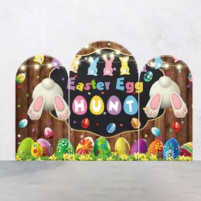 Colorful Eggs Wooden Wall Easter Arch Backdrop Kit - Aperturee