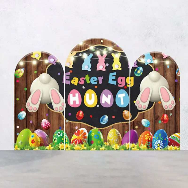 Colorful Eggs Wooden Wall Easter Arch Backdrop Kit - Aperturee