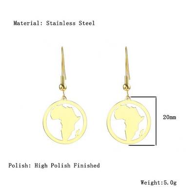 African Map Shape Dangle Earrings