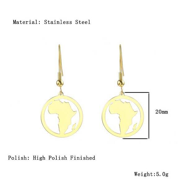 African Map Shape Dangle Earrings
