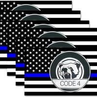 Thin Blue line Sticker Code 4, American Flag Thin Blue Line Car Decal, Police Support Stickers, American Flag Thin Blue Line ...