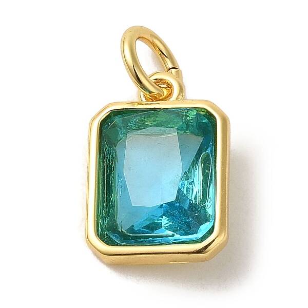 Brass Micro Pave Sky Blue Cubic Zirconia Pendants