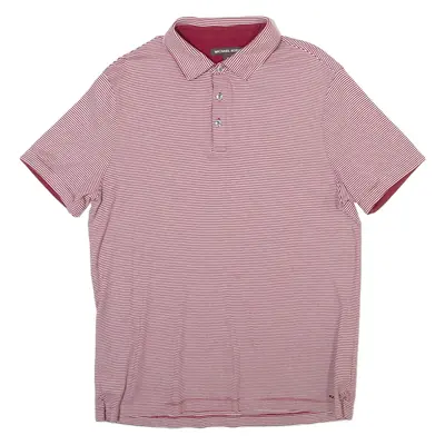 MICHAEL KORS Mens Polo Shirt Maroon Striped M