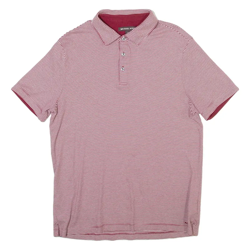MICHAEL KORS Mens Polo Shirt Maroon Striped M