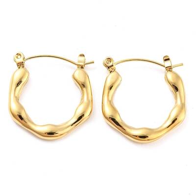 Wave Ring 304 Stainless Steel Hoop Earrings for Women