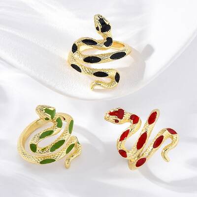 Brass Enamel Cuff Rings for Women