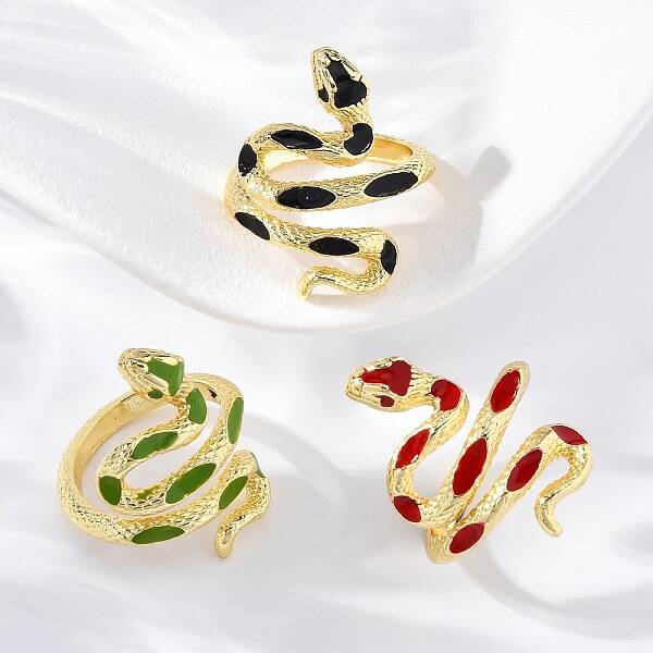 Brass Enamel Cuff Rings for Women