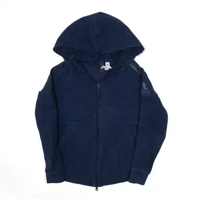 ADIDAS Sports Hoodie Blue Full Zip Mens XS