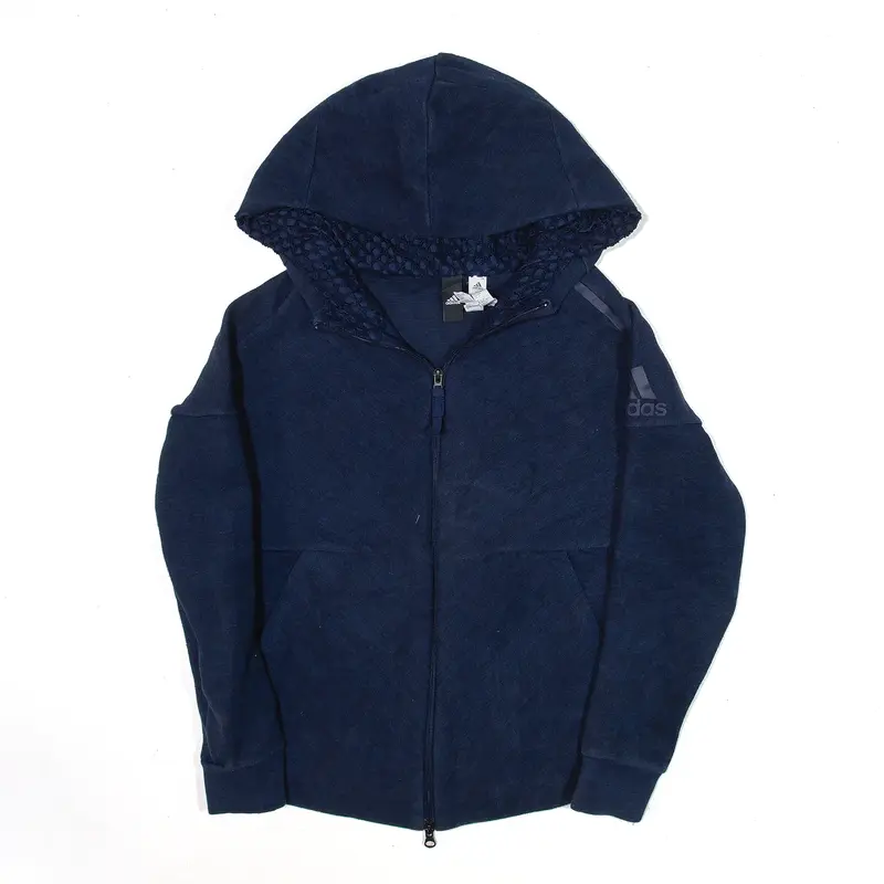 ADIDAS Sports Hoodie Blue Full Zip Mens XS