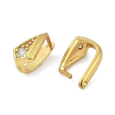 Brass Micro Pave Cubic Zirconia Pinch Bails