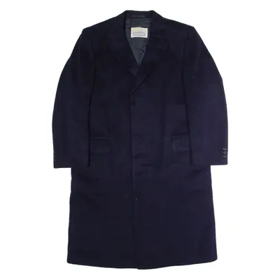 AQUASCUTUM Mens Overcoat Coat Blue Cashmere M