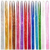 Full Shine 12-Color Tinsel Hair Extensions with Tools 2400 Strands Fairy Hair Tinsel Kit for Cosplay Party, Summer Fashion Ac...