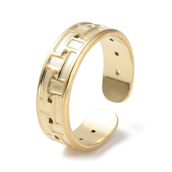 304 Stainless Steel Grooved Rectangle Cuff  Ring Findings