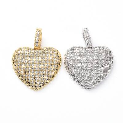 Brass Micro Pave Clear Cubic Zirconia Pendants