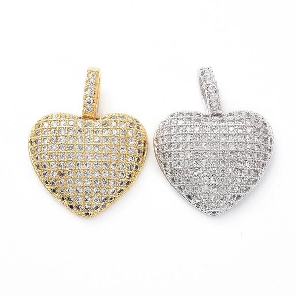 Brass Micro Pave Clear Cubic Zirconia Pendants