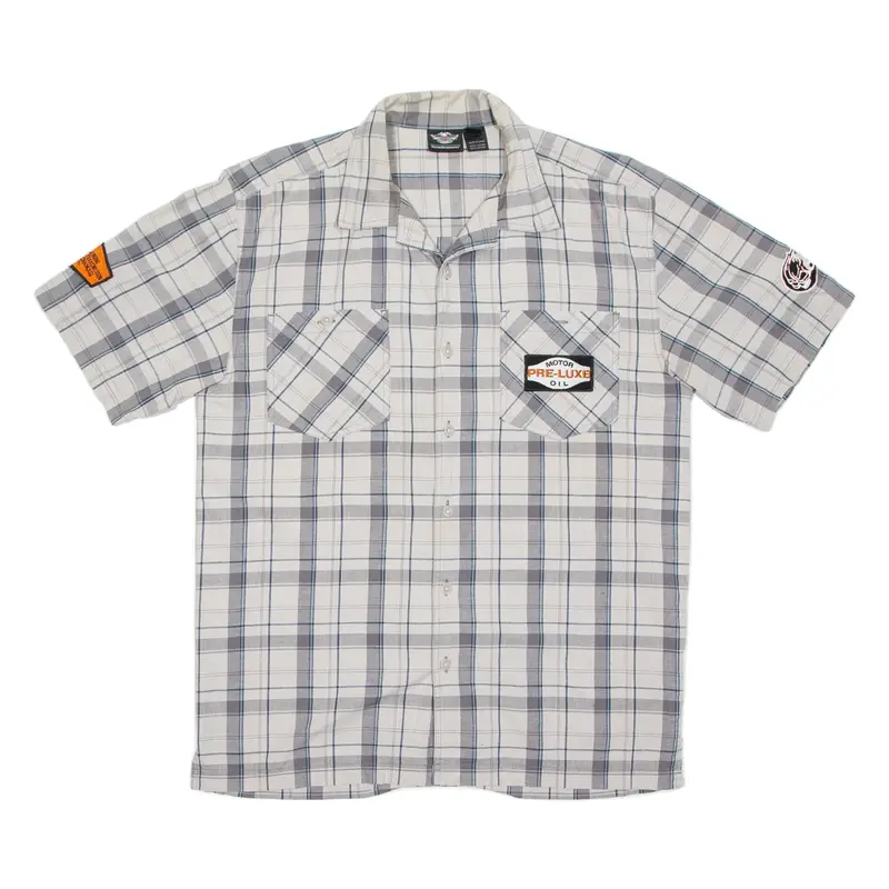 HARLEY DAVIDSON Mens Shirt Grey Check M