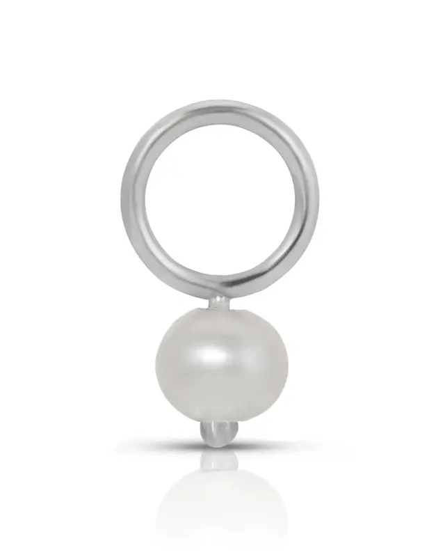 14K Fine One Love Birthstone Charms | Month/Gemstone: June - Pearl | Metal Color: Solid White Gold