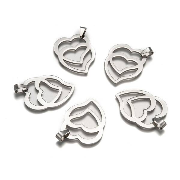 Tarnish Resistant Heart to Heart 201 Stainless Steel Pendants