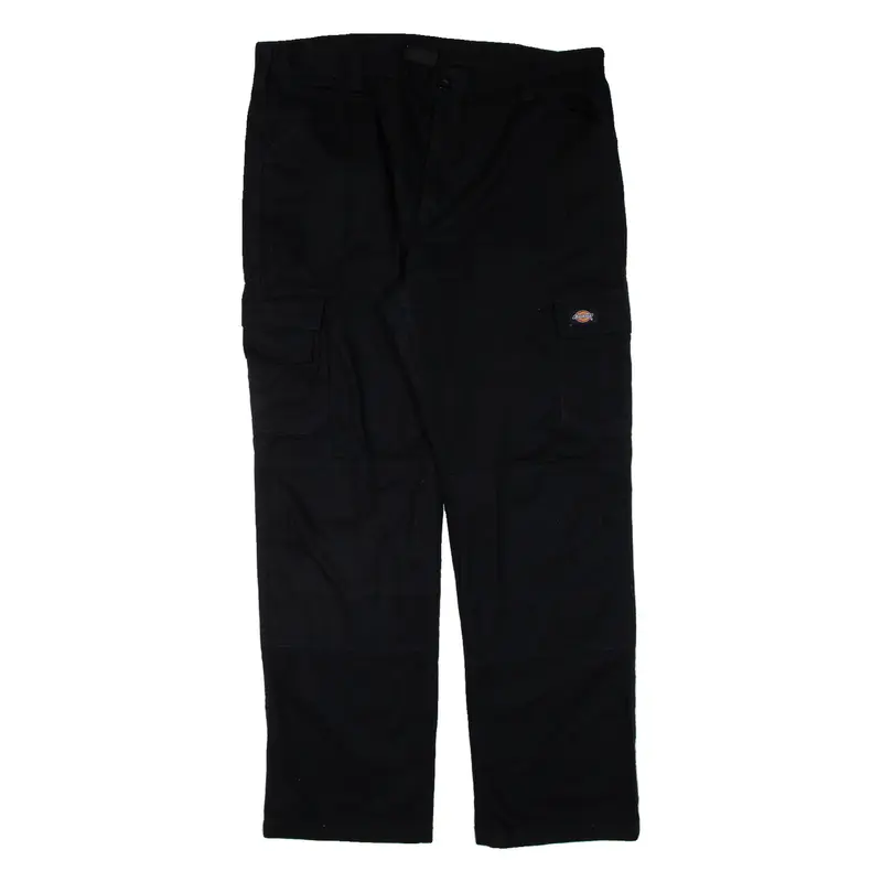 DICKIES Cargo Double-knee Workwear Mens Trousers Black Regular Straight W38 L32