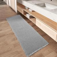 Solid Color Waffle Pattern Bath Mat, 1 Count Non-slip Soft Absorbent Bath Mat, Machine Washable Bathroom Runner Rug with Tass...