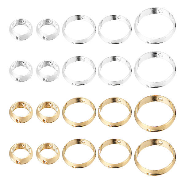 60Pcs 3 Style 2 Colors Brass Beads Frames