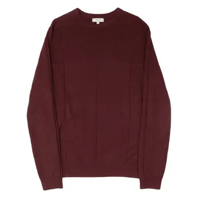 REISS Patterned Jumper Brown Geometric Tight Knit Wool Mens S