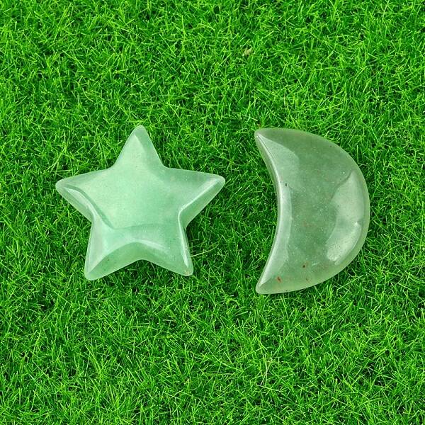 Natural Green Aventurine Healing Moon & Star Ornaments