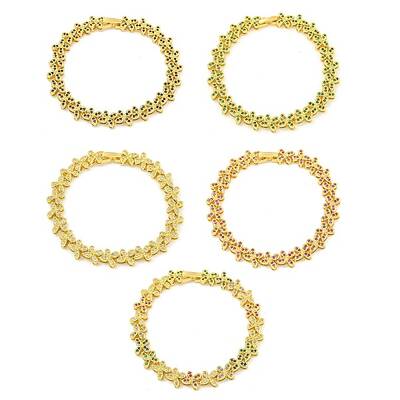 Rack Plating Brass Pave Cubic Zirconia Butterfly Link Bracelets for Women