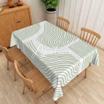 Aperturee Abstract Green To White Gradient Pattern Tablecloth, 52 x 70 inch, 30.82 USD, rectangle tablecloths, ZJY04937-A