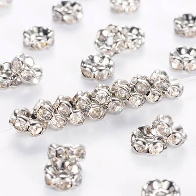 Brass Rhinestone Spacer Beads