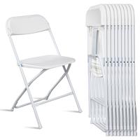 Folding Chairs, White & Black, Steel Frame, 350lb Capacity, Available in 4/6/10 packs for indoor/outdoor events, weddings, pa...