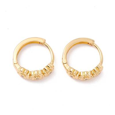 Flower Cubic Zirconia Huggie Hoop Earrings