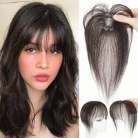 Snoilite 100% Real Human Hair 3D Air Bangs/Middle-parted bangs Clip In  Extensions Fringe Front Hairpiece Clip In on Hairpiec...