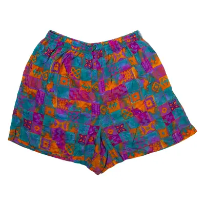 BOLO SPIRIT Mens Casual Shorts Blue Relaxed 90s Crazy Pattern XL W30