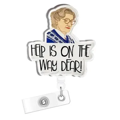 Help Letter & Woman Design Badge Holder, Retractable Badge Holder, Name Badge Holder for Nurse Doctor Student Worker Voluntee...