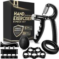 Hand Grip Strengthener Workout Kit (5 Pack), Forearm Grip Adjustable Resistance Hand Gripper, Finger Stretcher, Finger Exerci...