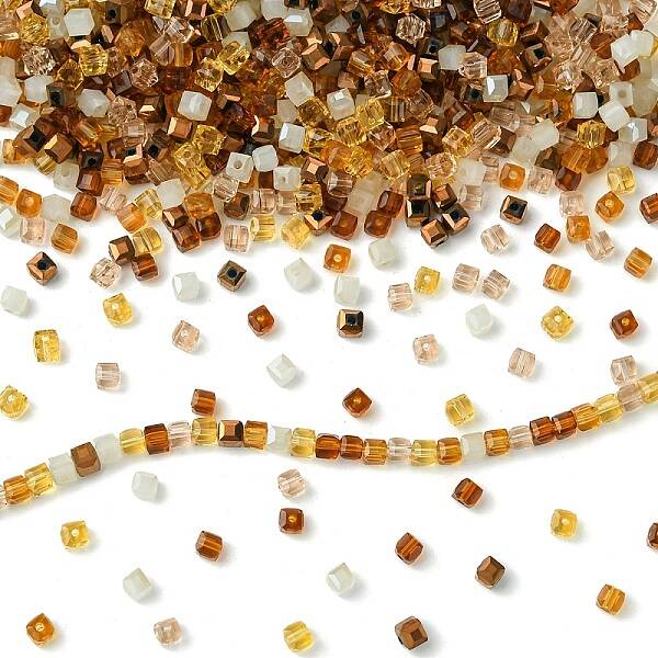 500Pcs Cube Glass Beads
