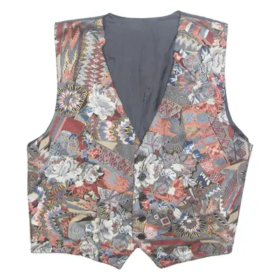 Mens Waistcoat Red Crazy Pattern L