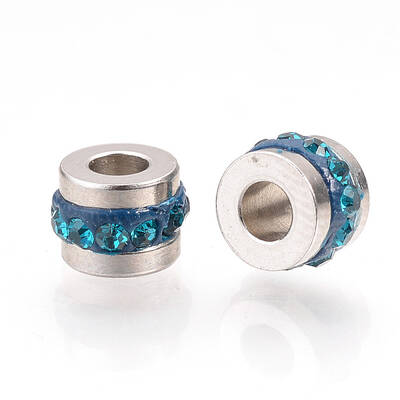 201 Stainless Steel Polymer Clay Rhinestone Inlaid Beads