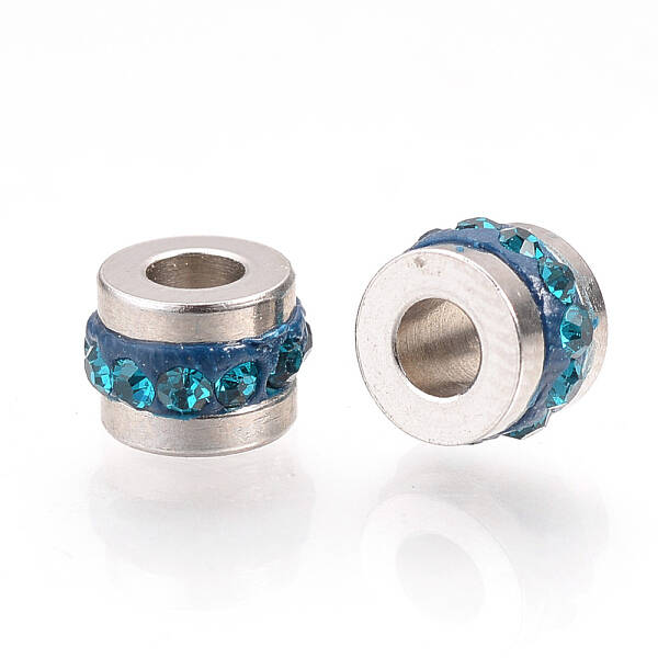 201 Stainless Steel Polymer Clay Rhinestone Inlaid Beads