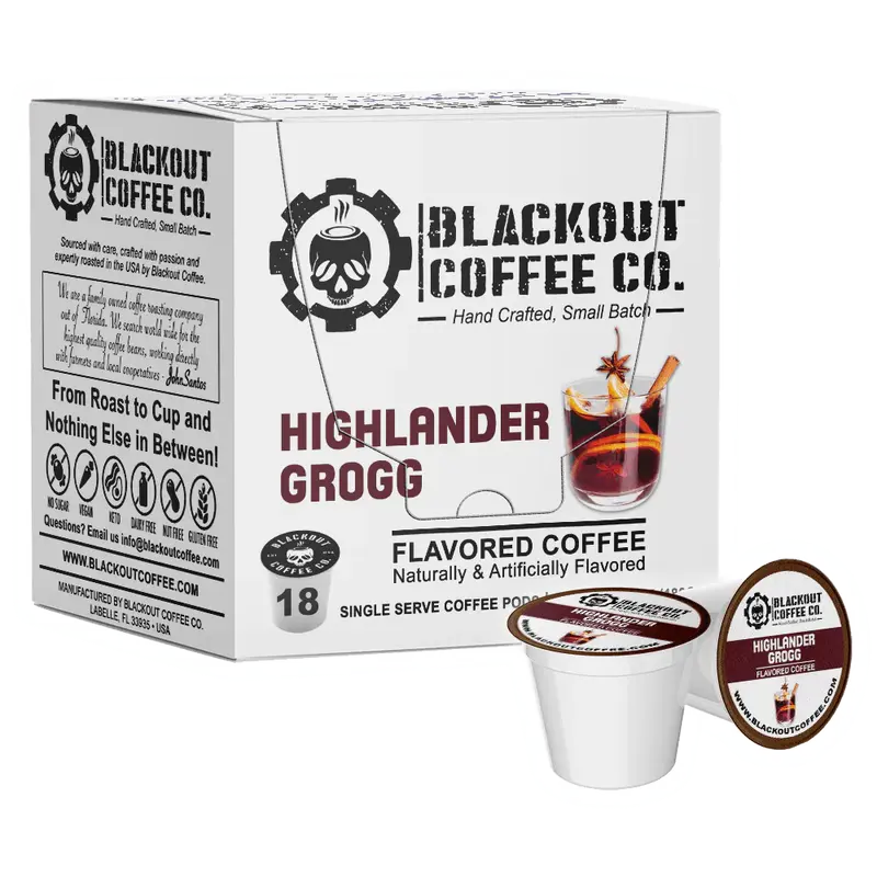 Highlander Grogg Flavored Coffee Pods 18CT - Gift for Coffee Lover