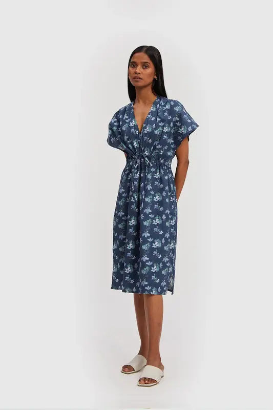 Midnight Gathered Dress | Color: Midnight Florals | Size: XS