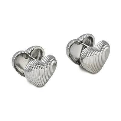 304 Stainless Steel Heart Hoop Earrings