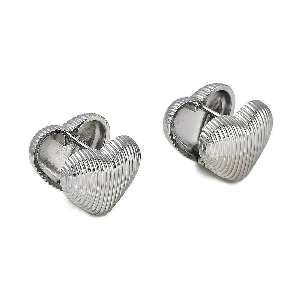304 Stainless Steel Heart Hoop Earrings