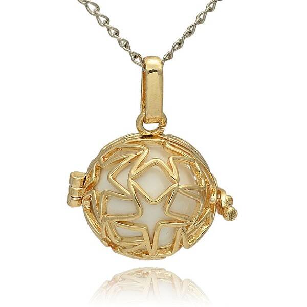 Golden Tone Brass Hollow Round Cage Pendants