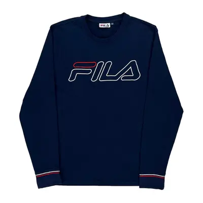 Fila Spellout Long Sleeve T-Shirt - Medium Navy Cotton
