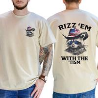 Rizz 'Em With The 'Tism Raccoon T-Shirt, Funny Cowboy Raccoon Shirt, Western Style Vintage Trendy Shirt - Unisex Shirt Graphi...