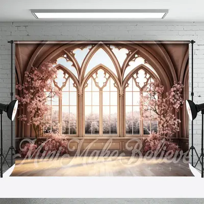 Plum Blossom Tree And Indoor Moslem Window Backdrop - Aperturee