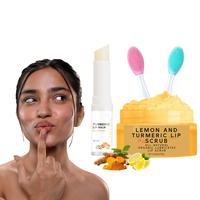 Lemon and Turmeric Lip Scrub Lightening and Brightening Lip Scrub For Dark Lips Exfoliator Lip Balm Moisturizer and Brighteni...